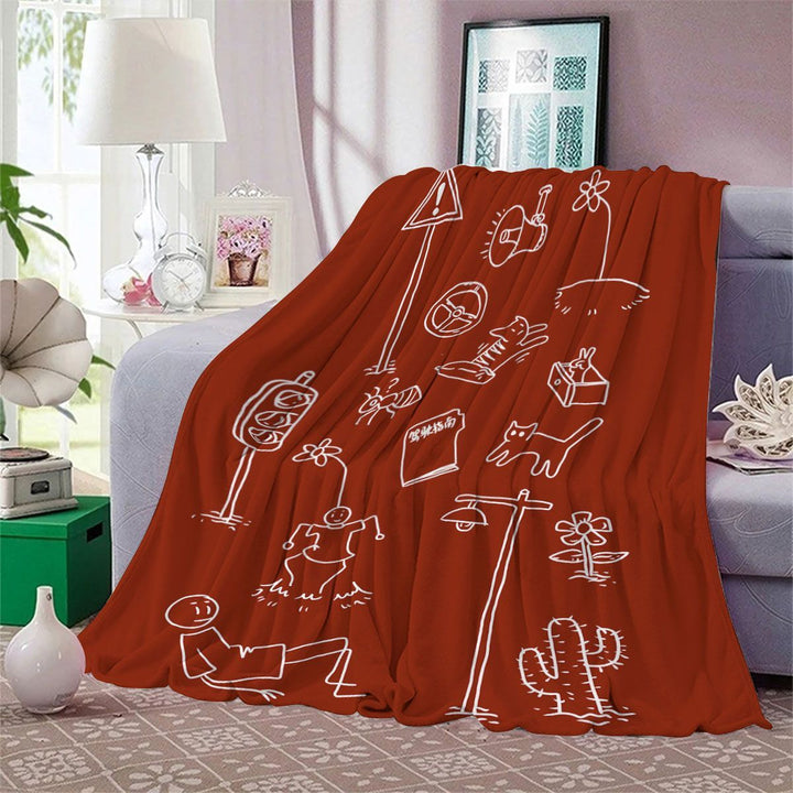 Fun Illustrated Plush Throw Blanket