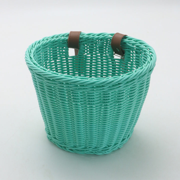 Decorative Woven Storage Basket with Leather Handles Stornfield