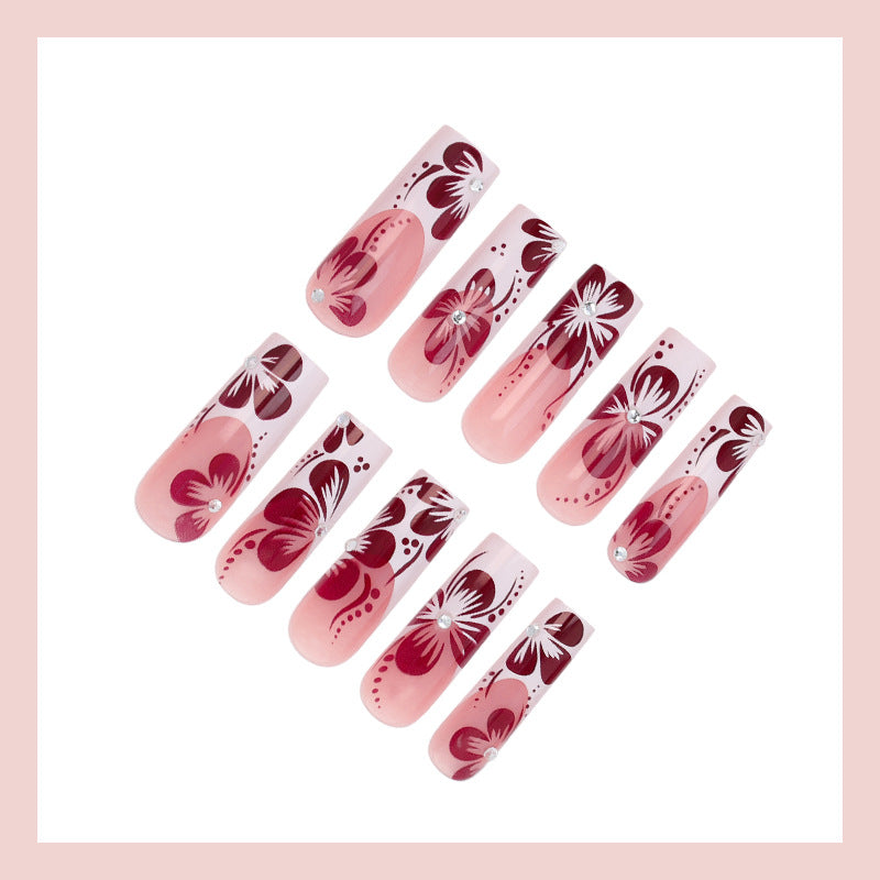 Nail set with elegant floral and ombre designs Stornfield