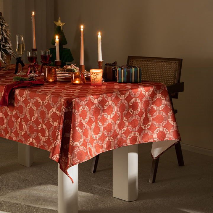 Rectangular tablecloth with retro geometric circle print made of easy-care cotton blend Stornfield