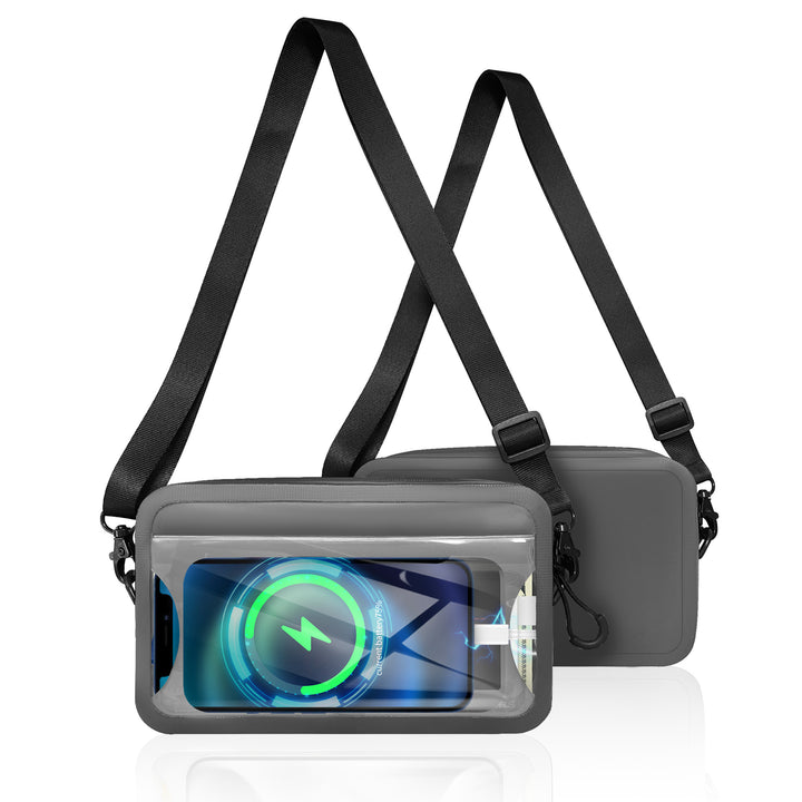 Waterproof shoulder bag with transparent smartphone case Stornfield