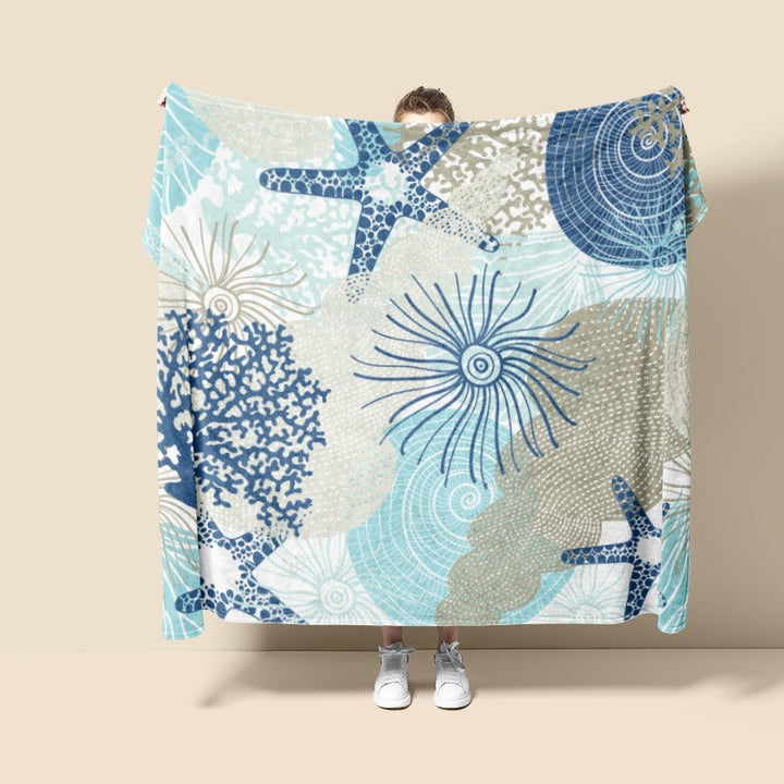 Decorative Ocean-Themed Throw Blanket
