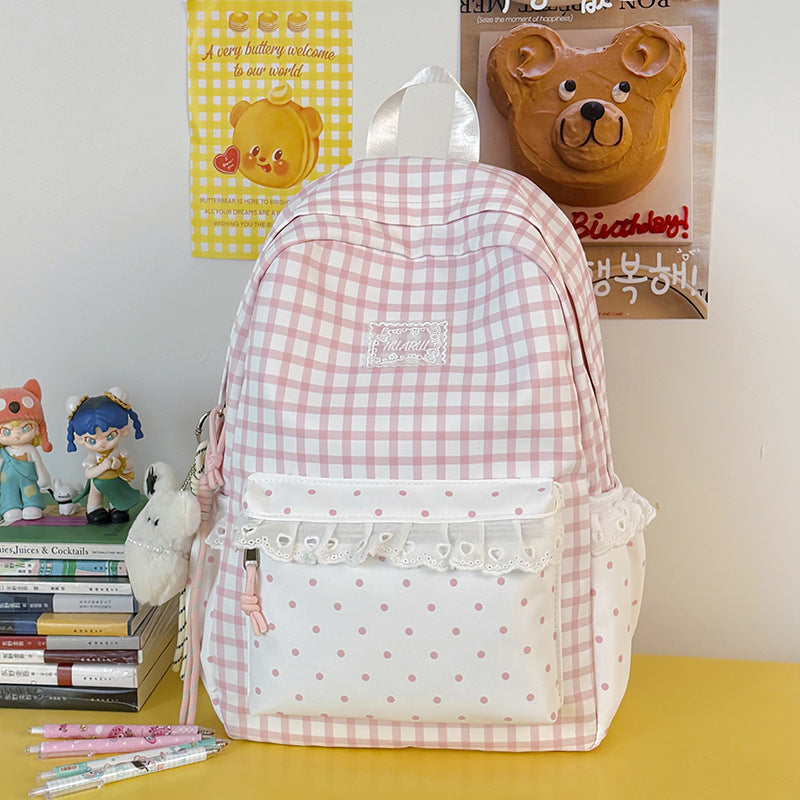 Stylish Gingham Print Casual Backpack Stornfield