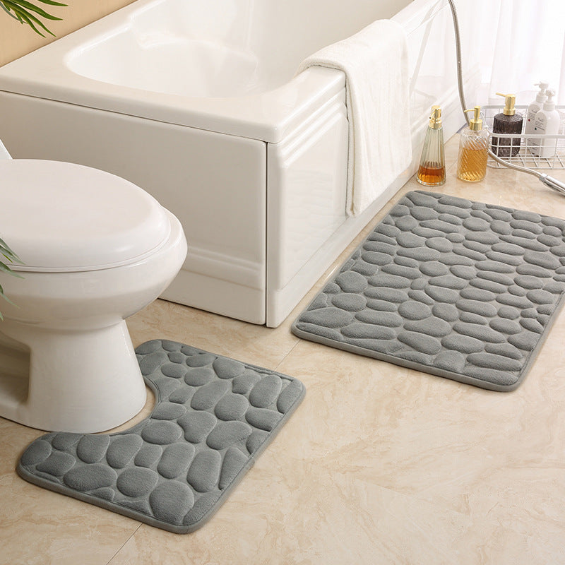 Textured Stone Pattern Bath Mat Set Stornfield