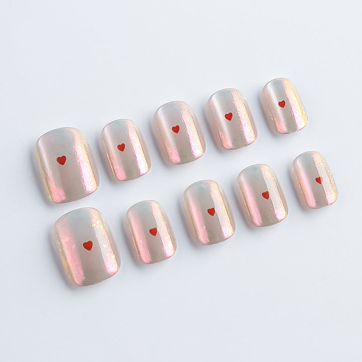 Heart-Embellished Gel Nail Art Stornfield