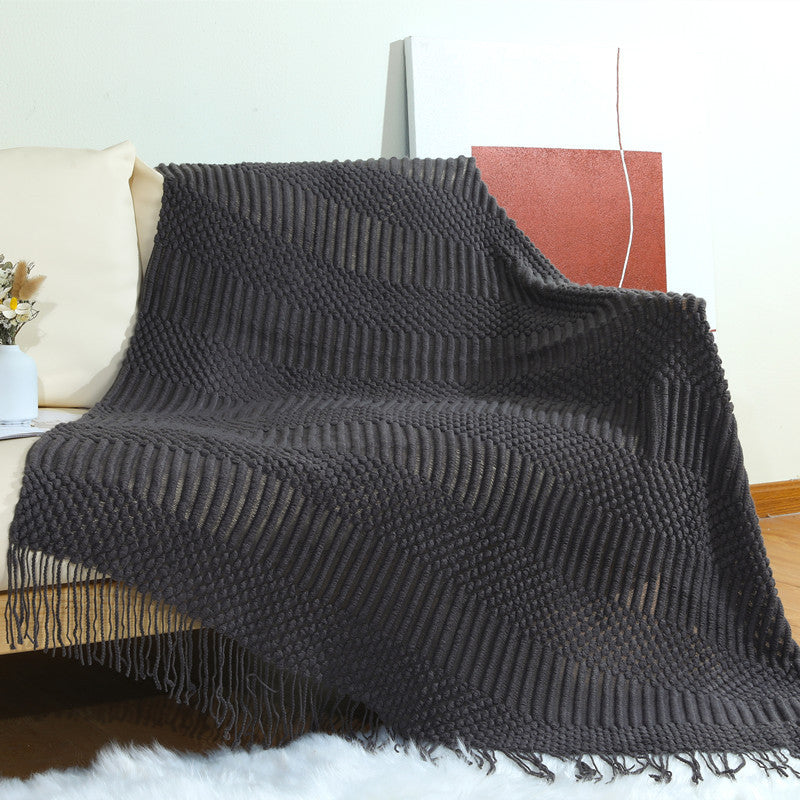 Women's high-quality knitted blanket with textured design Stornfield