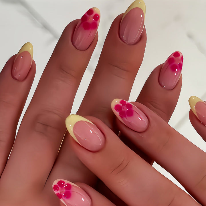 Floral-Accent French Tip Press-On Nail Set Stornfield