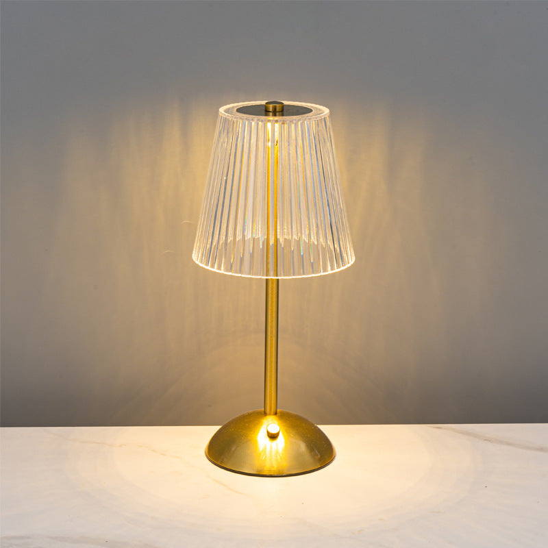 Crystal-Accented Modern Table Lamp
