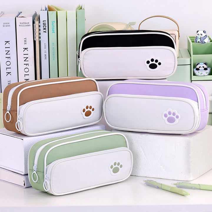 Pencil case with double compartment design and playful paw print motif Stornfield