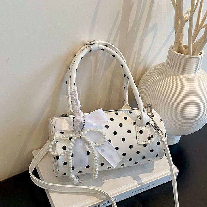 Elegant Pearl-Accent Handheld Purse