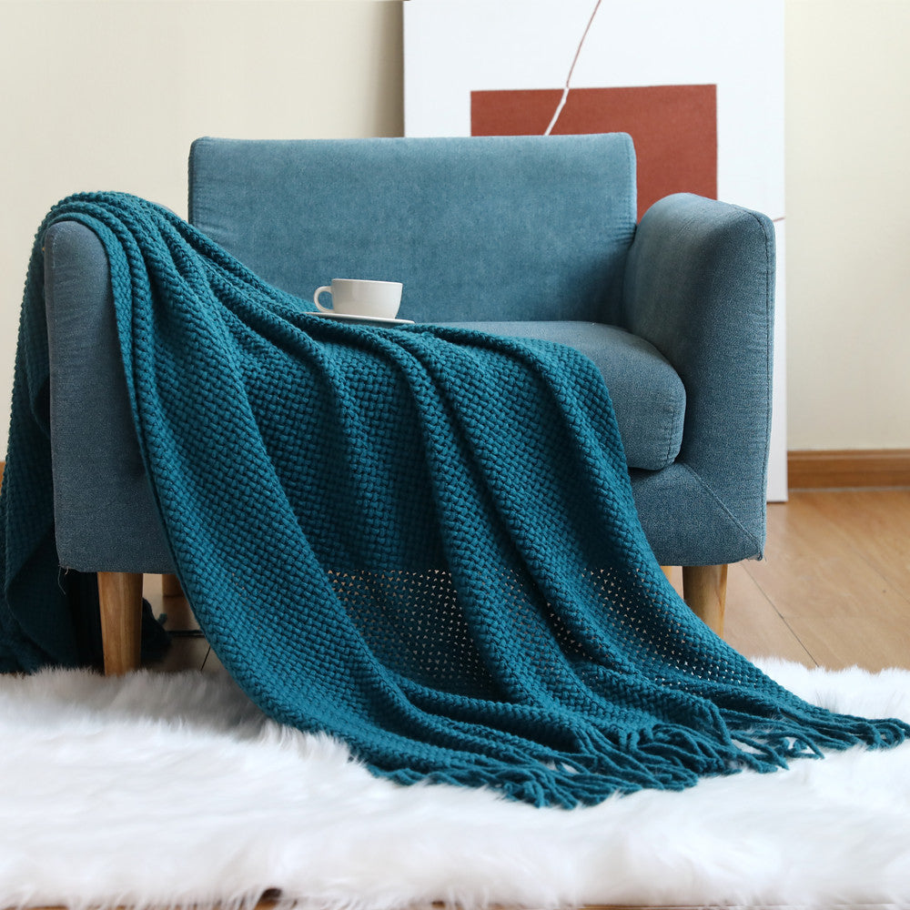 Women cozy knit blanket with decorative pattern Stornfield