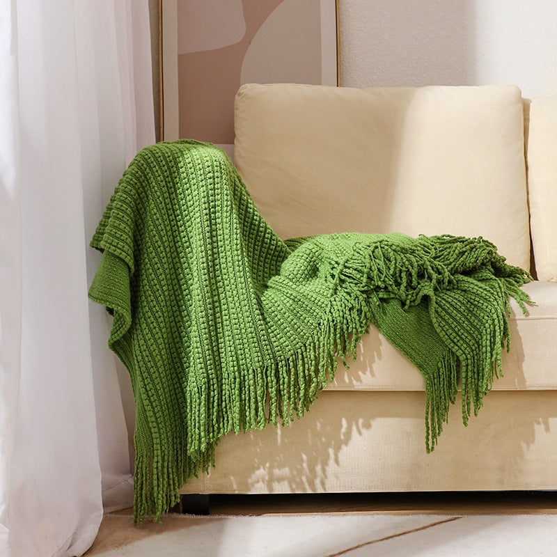 Textured Tassel Throw Blanket