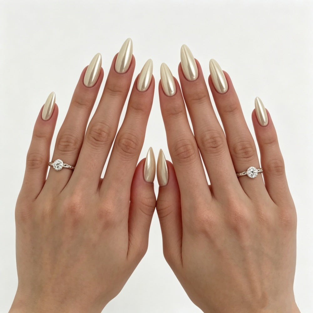 Metallic Almond-Shaped Press-On Nails Stornfield