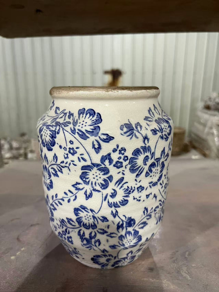 Floral ceramic flower pot with artistic pattern Stornfield