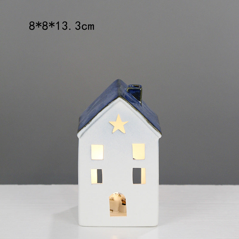 Ceramic House-Shaped Decorative Lantern Stornfeild