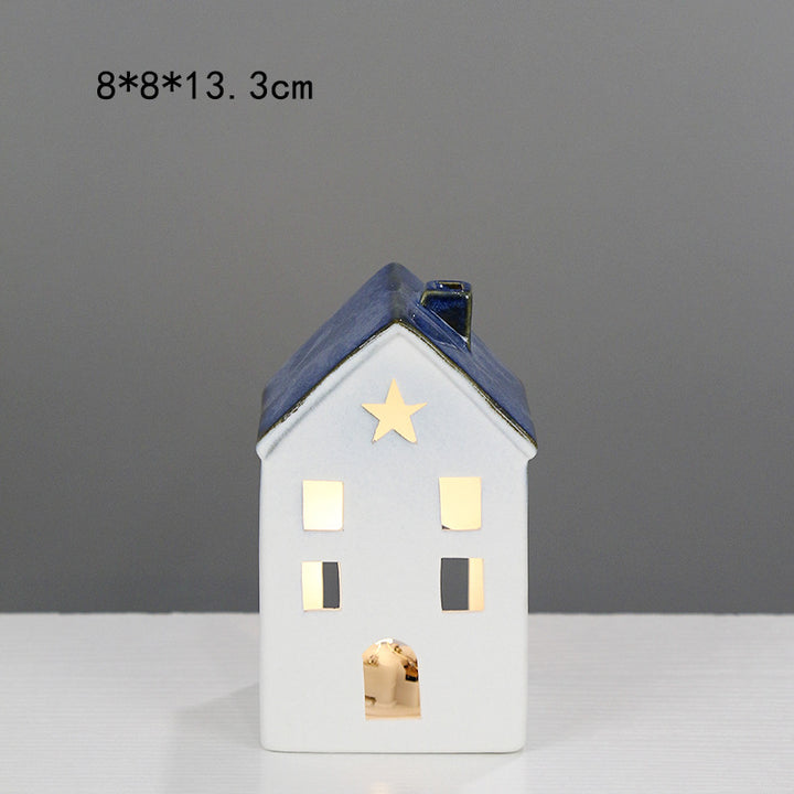 Ceramic House-Shaped Decorative Lantern Stornfeild