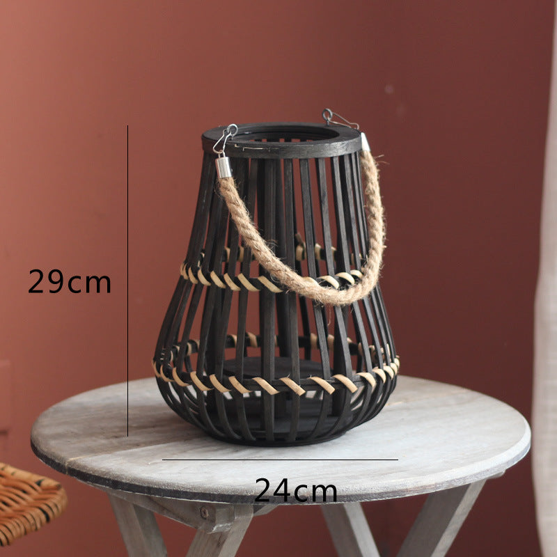 Handcrafted lantern made of wood and wicker Stornfield