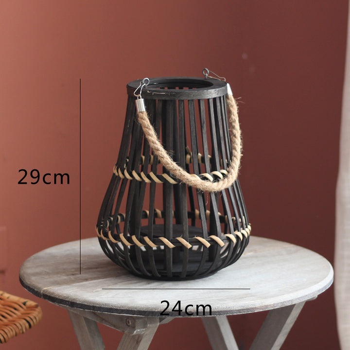 Handcrafted lantern made of wood and wicker Stornfield