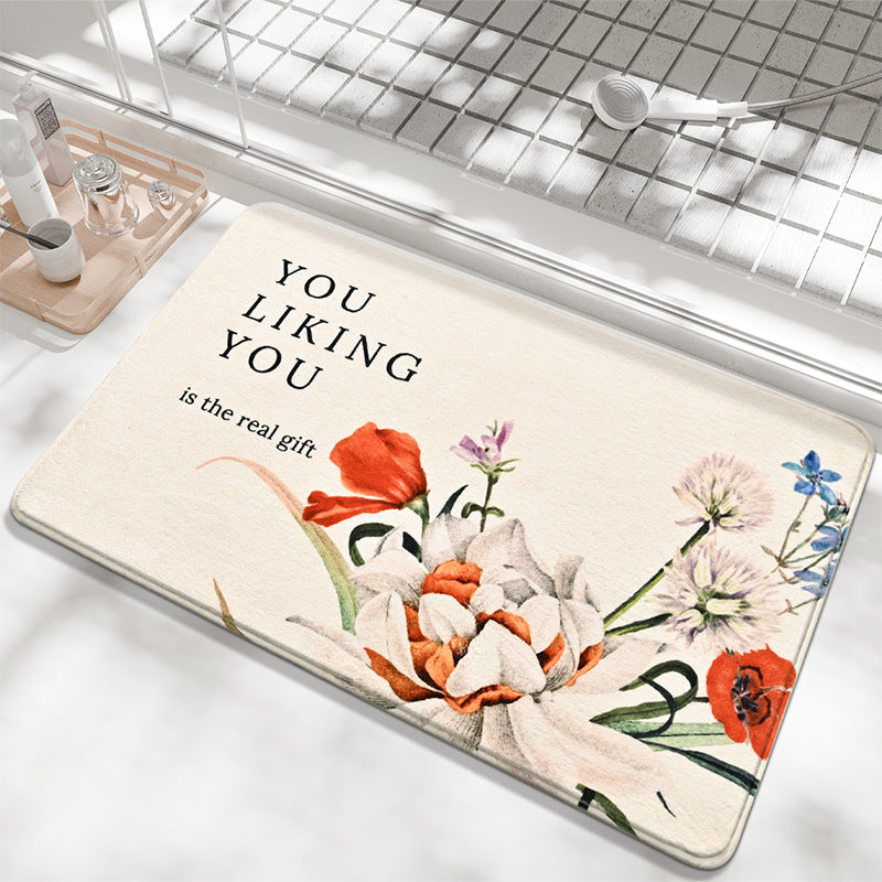 Decorative Floral Sayings Bath Mat Stornfield
