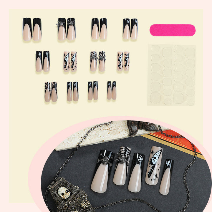 Artistic Press-On Nail Set with Unique Gothic Designs Stornfield
