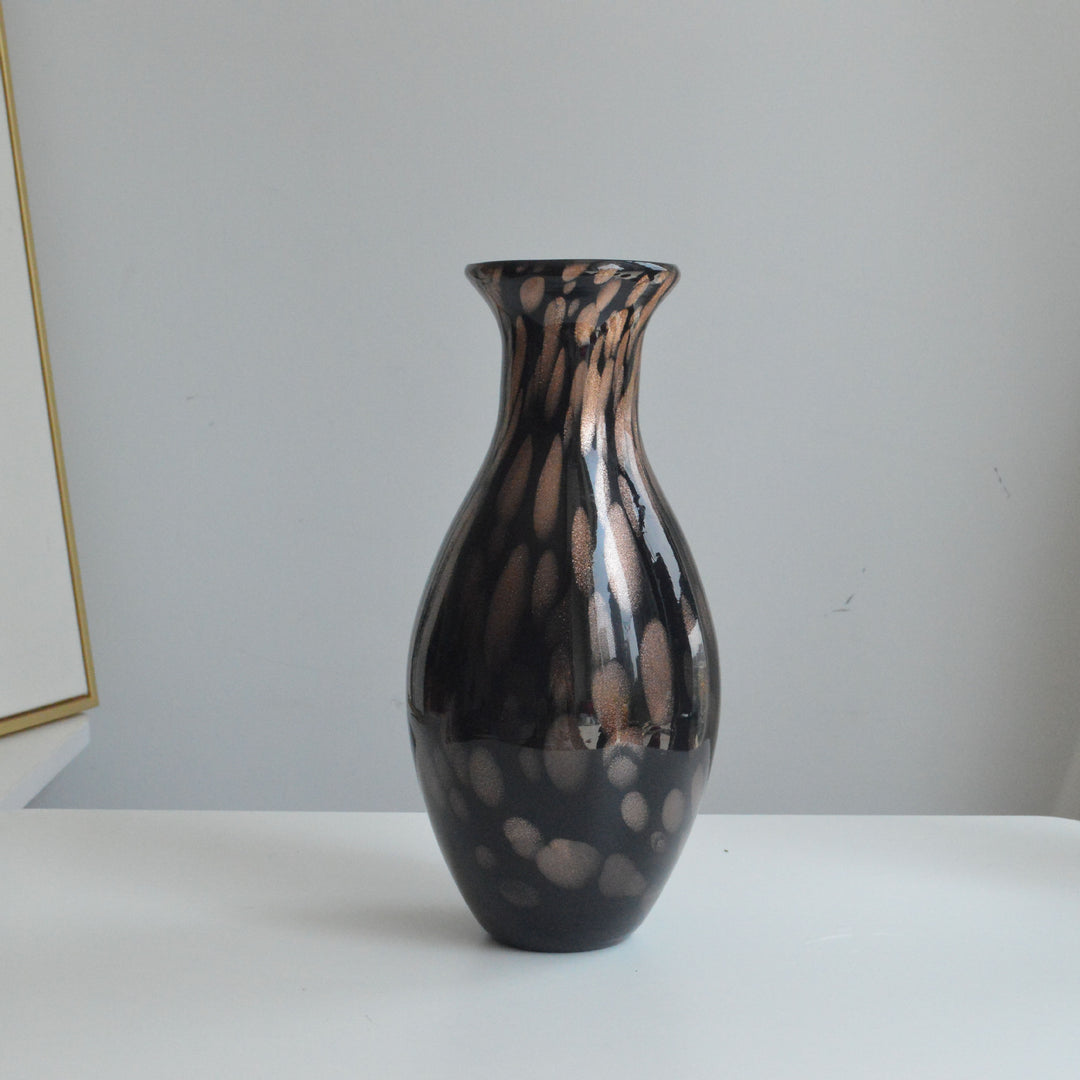 Handblown Speckled Glass Bulb Vase with Narrow Mouth and High-Gloss Finish Stornfield