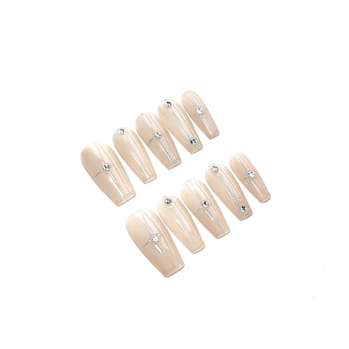 Decorative Stiletto Press-On Nail Set with Crystal Accents