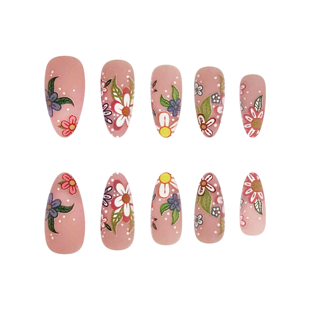 Nail art set with colorful flower designs Stornfield