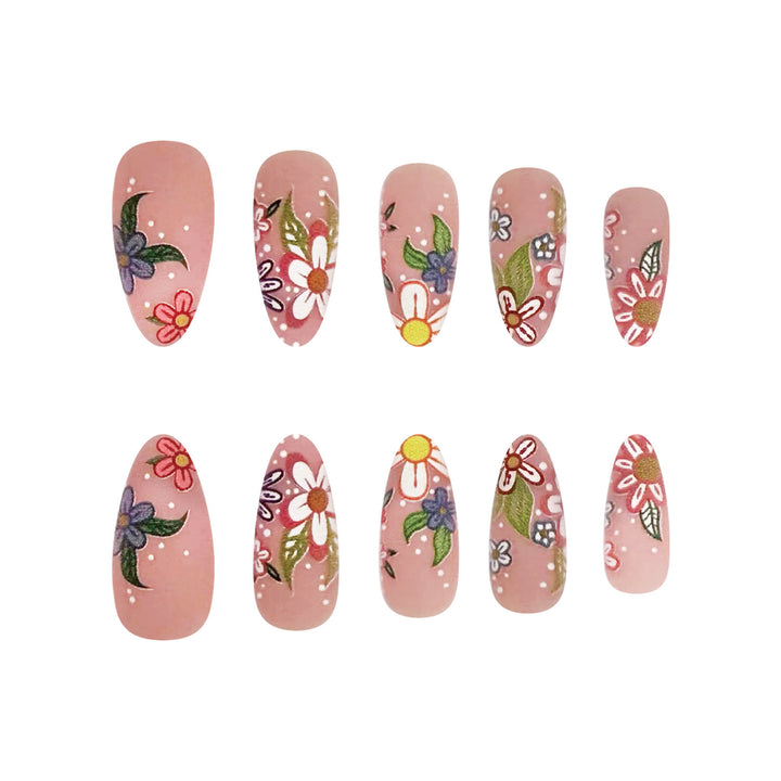 Nail art set with colorful flower designs Stornfield