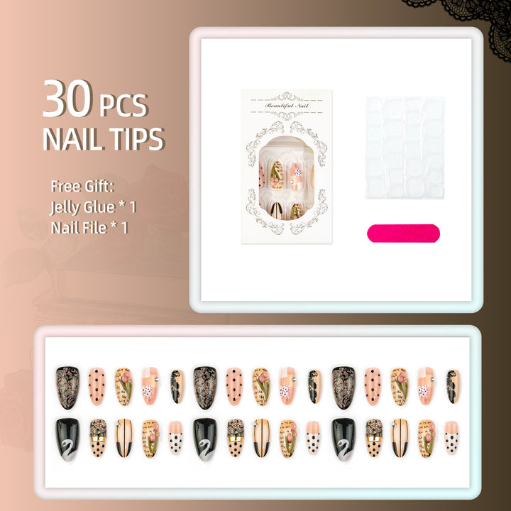 Artistic Press-On Nail Set with Elegant Design