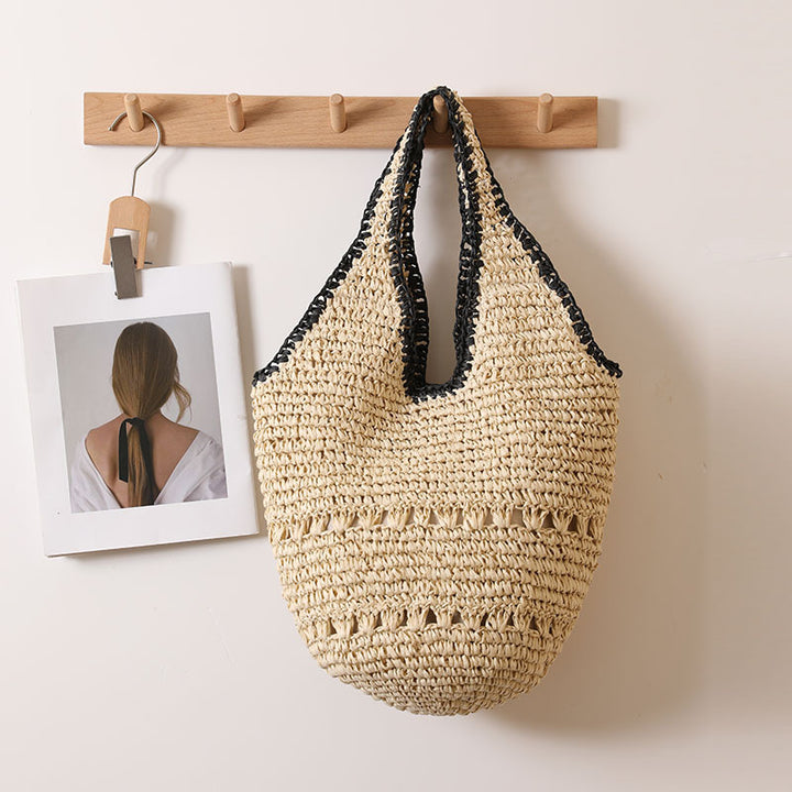 Handmade straw bag with decorative details Stornfield