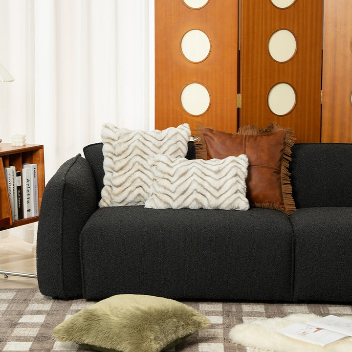 Luxurious faux fur designer pillow with serrated texture