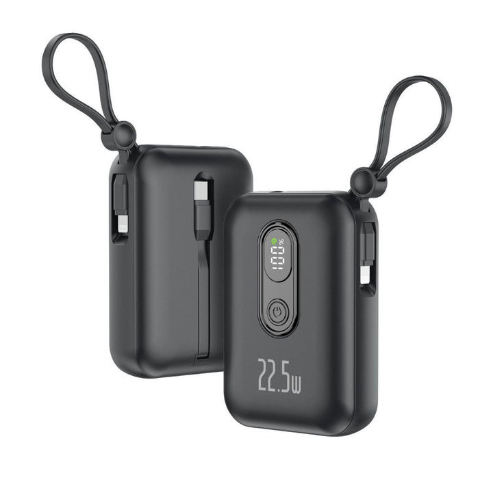 Portable power bank with integrated USB-C port and digital charge status display Stornfield