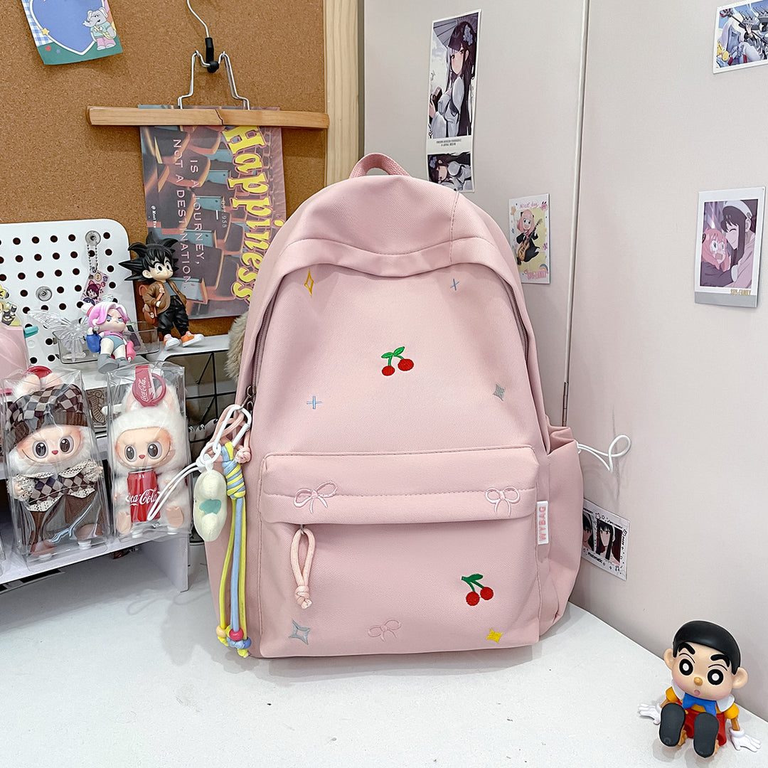 Cute Illustrated Cherry-Embellished Backpack Stornfield