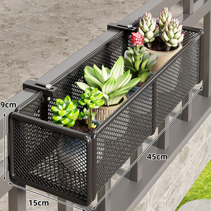 Mesh Balcony Hanging Planter Box with Clamp-On Mount and Drainage
