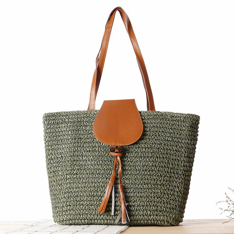 Elegant basket bag with leather accents Stornfield