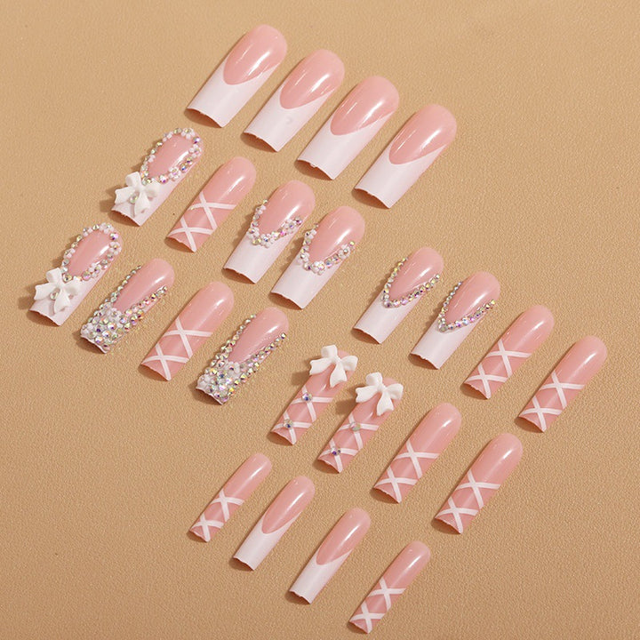 Elegant artificial nails with rhinestones and floral design Stornfield