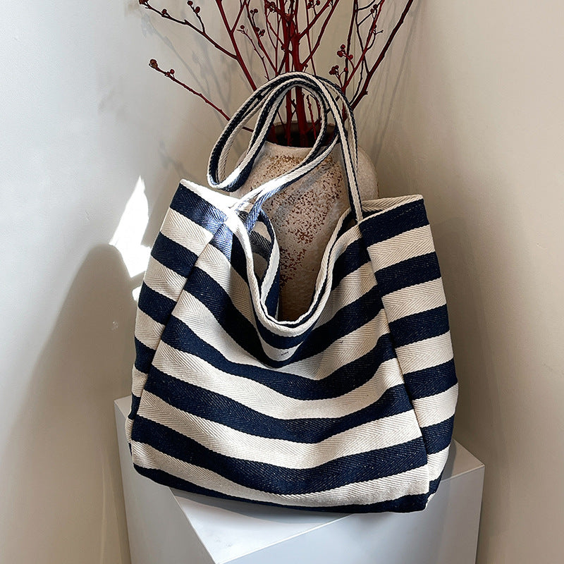 Casual Chic Striped Tote Bag