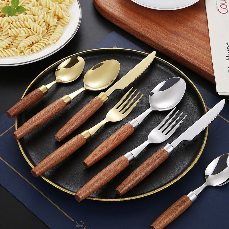 Elegant dessert spoon with ergonomic wooden handle Stornfield