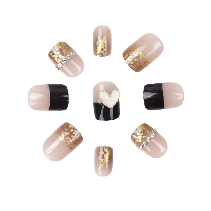 Artistic Nail Extensions with Heart and Glitter Accents Stornfield