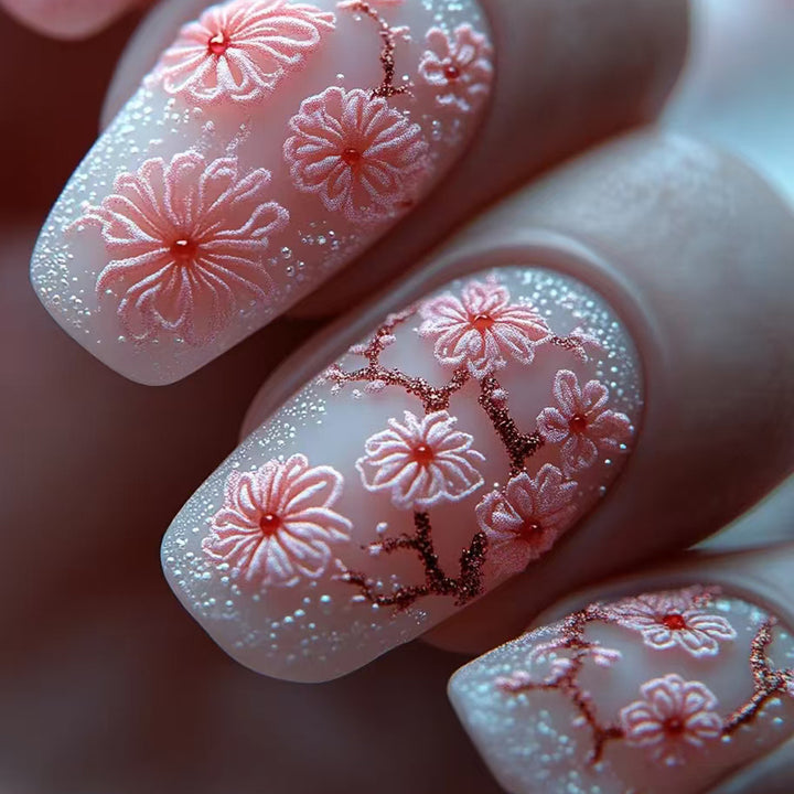 Floral Embellished Press-On Nail Art Stornfield