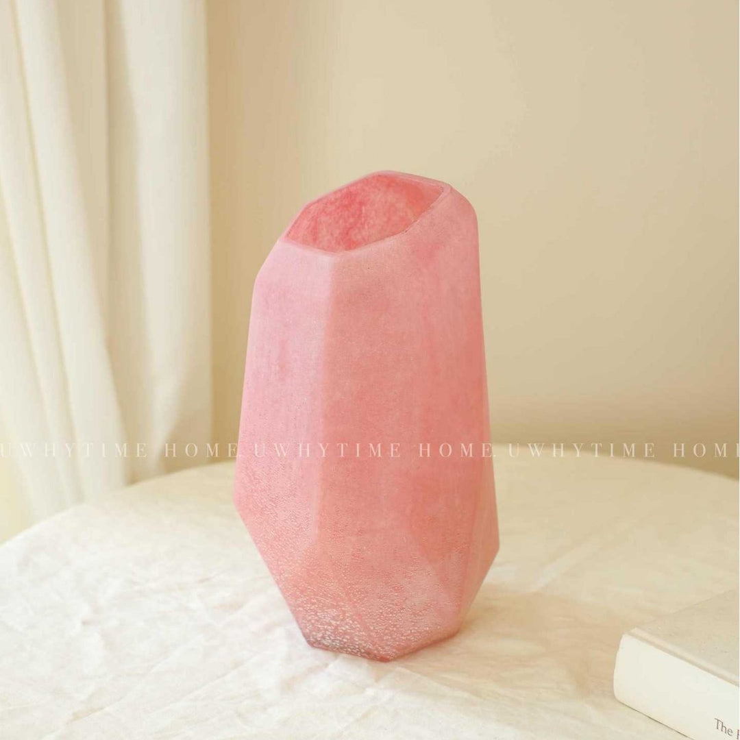 Geometric Matte Ceramic Tall Table Vase with Faceted Base Stornfield