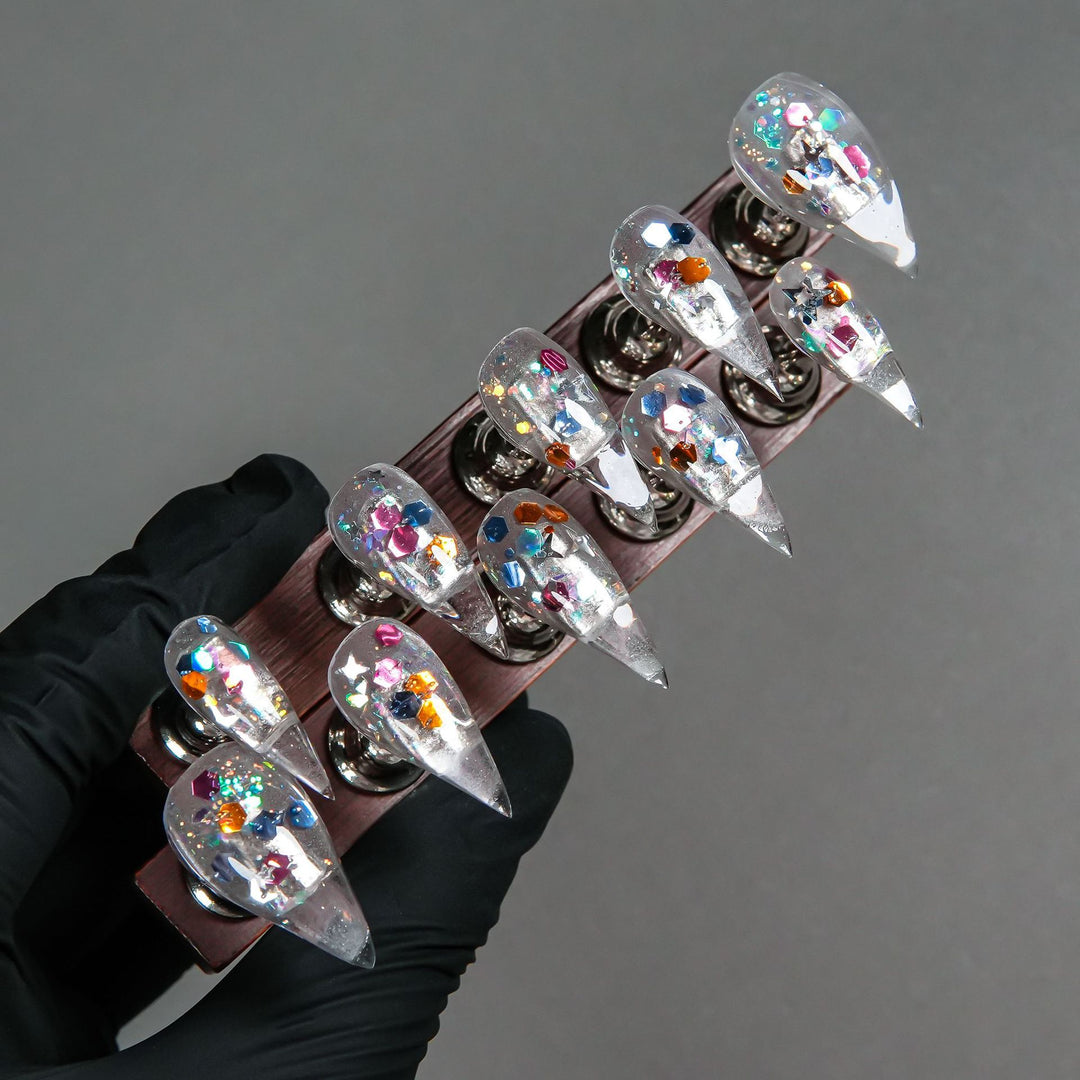 Stiletto Press-On Nail Kit with Glitter and Ombre Finish