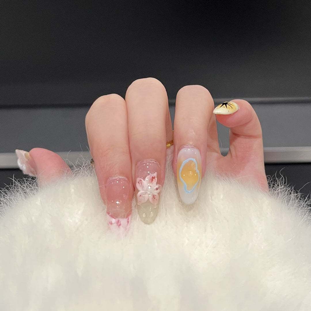 Artistic Floral Press-On Nail Art Set Stornfield