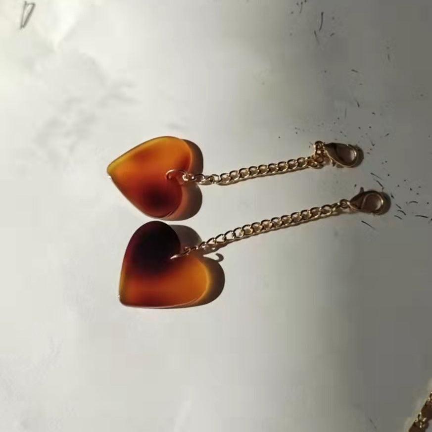 Heart-Shaped Dangle Earrings with Golden Chain Stornfield