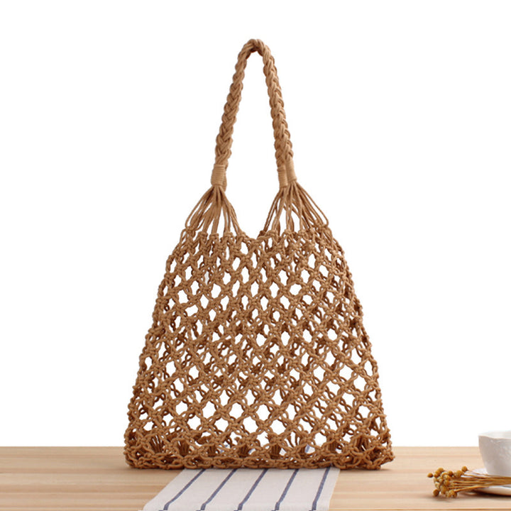 Mesh tote bag made of handcrafted natural material with unique pattern Stornfield