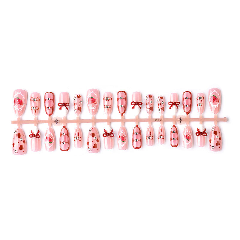Cute Strawberry-Themed Press-On Nail Art Set Stornfield