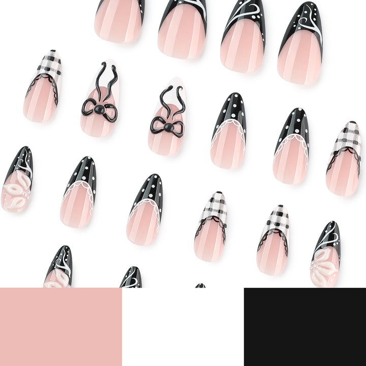 Artful stiletto nails with floral and geometric accents Stornfield