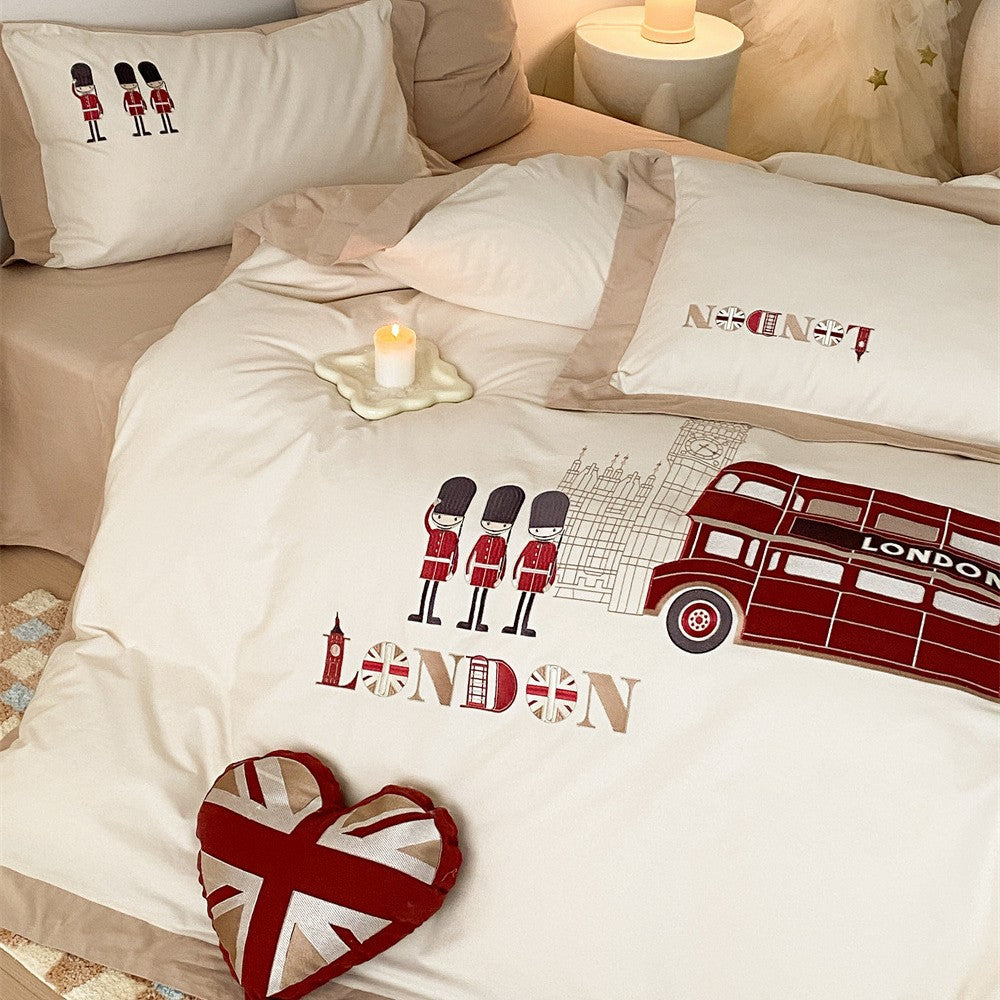 Children's Travel-Themed Cotton Percale Duvet Cover Bedding Set