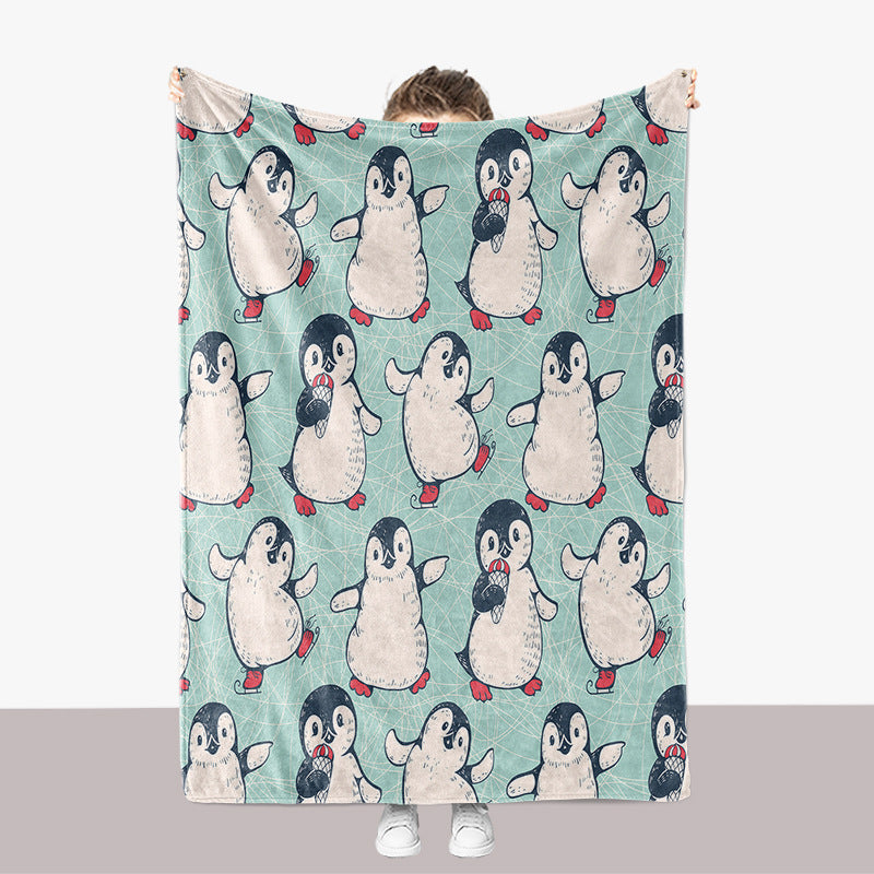 Penguin-Themed Plush Throw Blanket