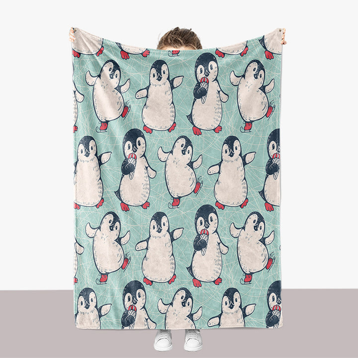 Penguin-Themed Plush Throw Blanket